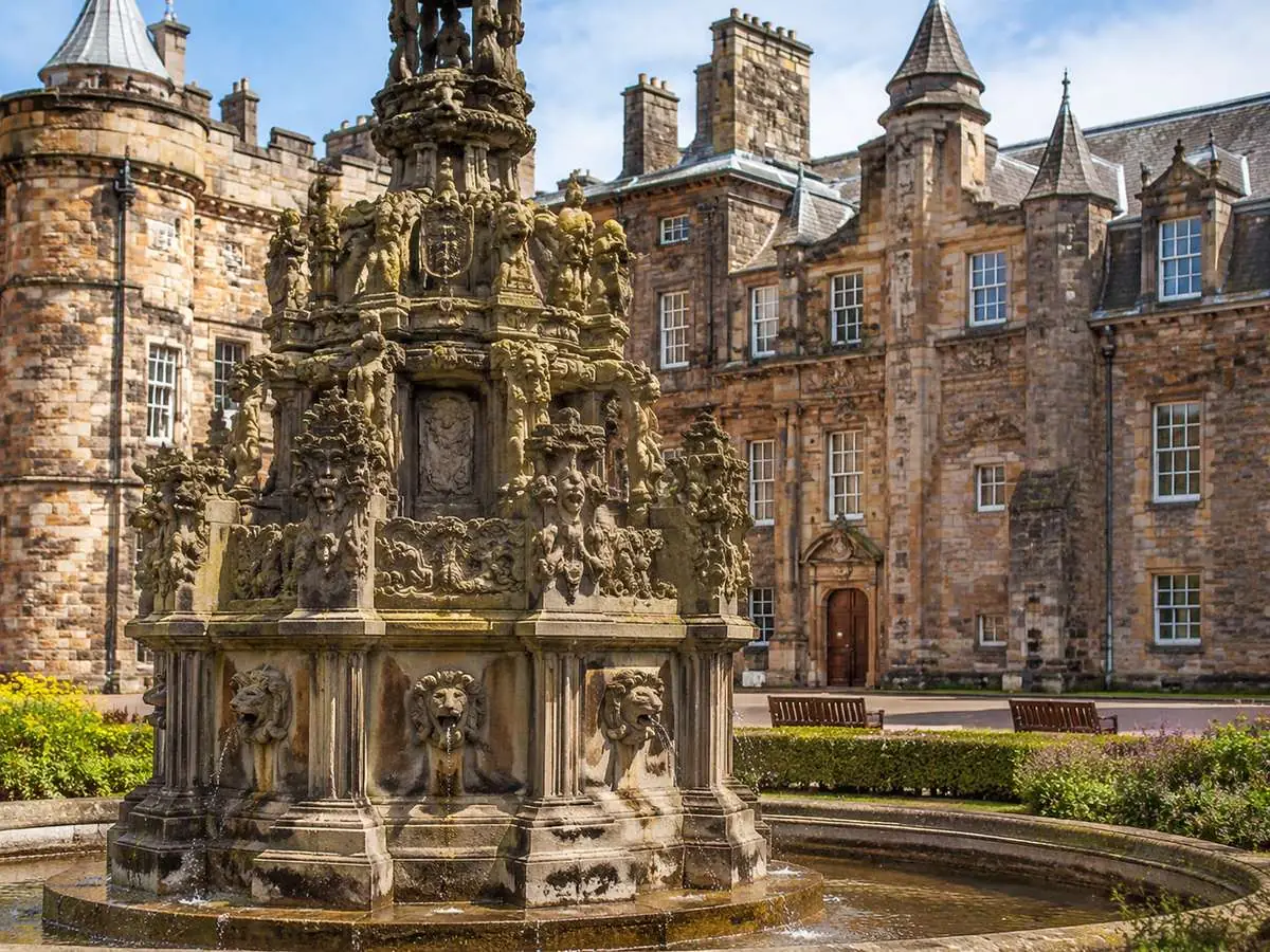 The forecourt fountain at the Palace of Holyroodhouse