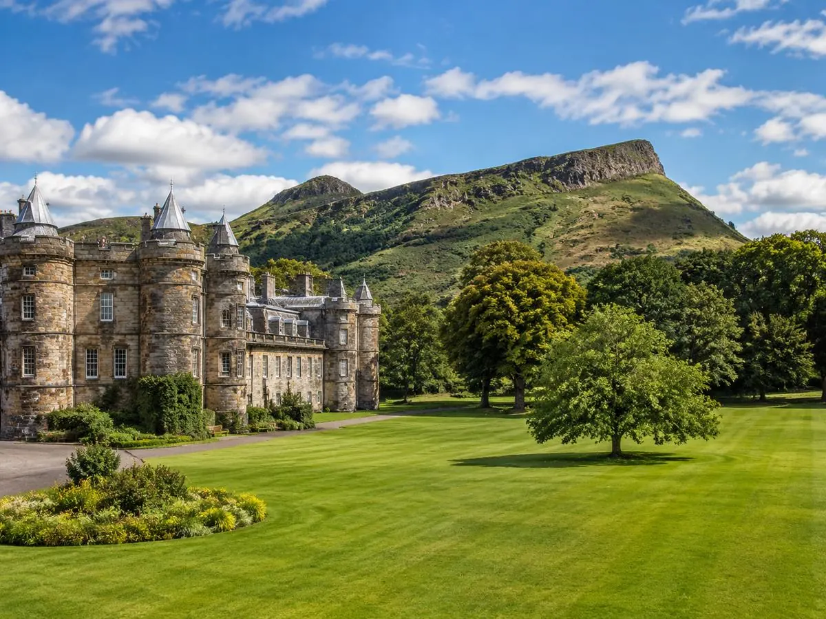 The palace gardens, with Arthur’s Seat behind