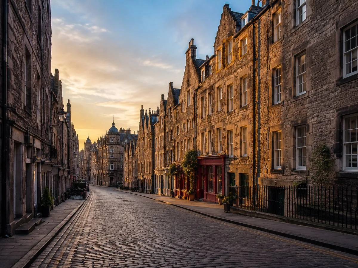 The Royal Mile, running one mile from the castle to Holyrood